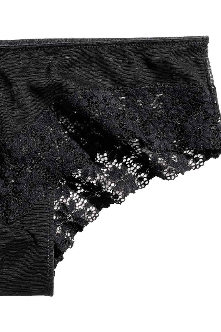 Mesh and lace hipster briefs